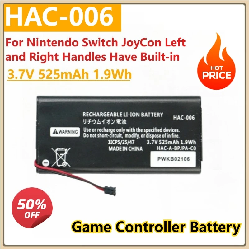 

3.7V 525mAh 1.9Wh HAC-006 for Nintendo Switch JoyCon Left and Right Handles Have Built-in Rechargeable Lithium Batteries