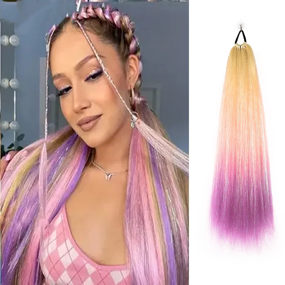 Extensões de peruca sintética com ouropel solto, extensão Jumbo rabo de cavalo para trança, cabelo Ombre, laço do cabelo