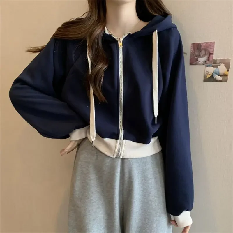 

Fashion Solid Color Casual Hooded Sweatshirts Female Clothing Autumn Winter New Loose All-match Tops Korean Sweatshirts E3086