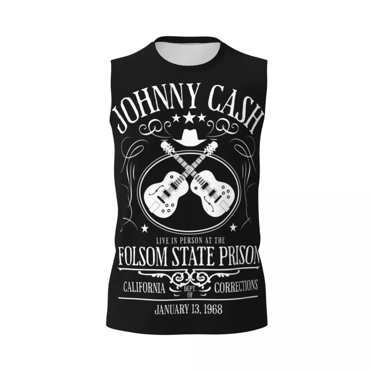 Johnny Cash Live At Folsom State Prison Jan 13 1968 Men Sleeveless T-shirt Casual Hip Hop Street Style Beach Holiday Tank Tops