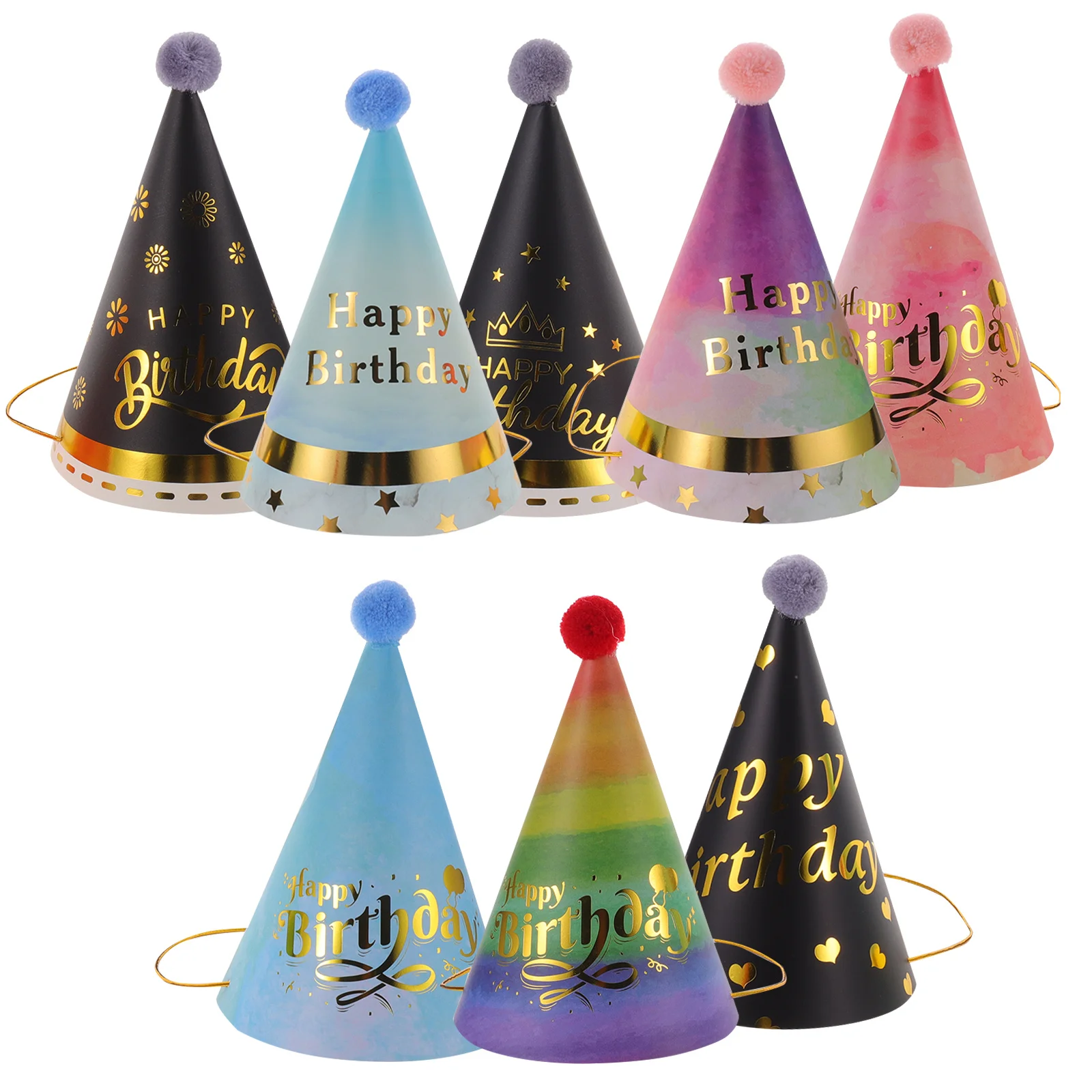 

8 Pcs Birthday Party Headwear Hats for Classroom Prop Cone 's