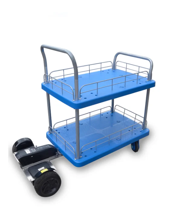 

Double-layer Electric Handcart Motion-sensing Flatbed Cart Warehouse Logistics Cargo Transportation Picking Trolley