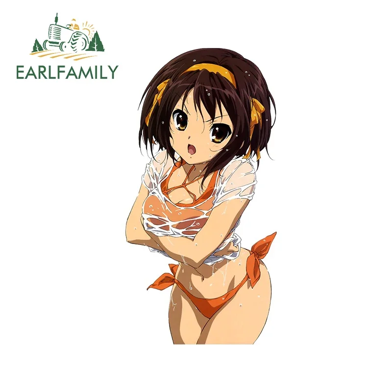 

EARLFAMILY 13cm x 6.8cm for Sexy Swimsuit Girl Anime Car Sticker Custom Printing 3D Scratch-Proof Vinyl Car Wrap Surfboar Decals