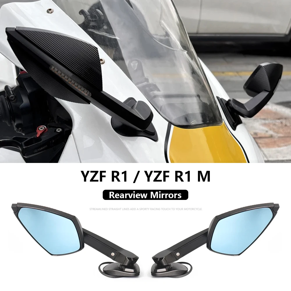 

New Motorcycle Mirror LED Turn Light Signals Folding Rear View Rearview Mirrors For Yamaha YZF R1 M YZF-R1M YZFR1 2020-2025 2024