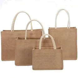 Women Tote Bags Canvas Linen Shopping Handbag  Eco-friendly  DIY Container Bag Blank  Packaging Organizer in Bulk