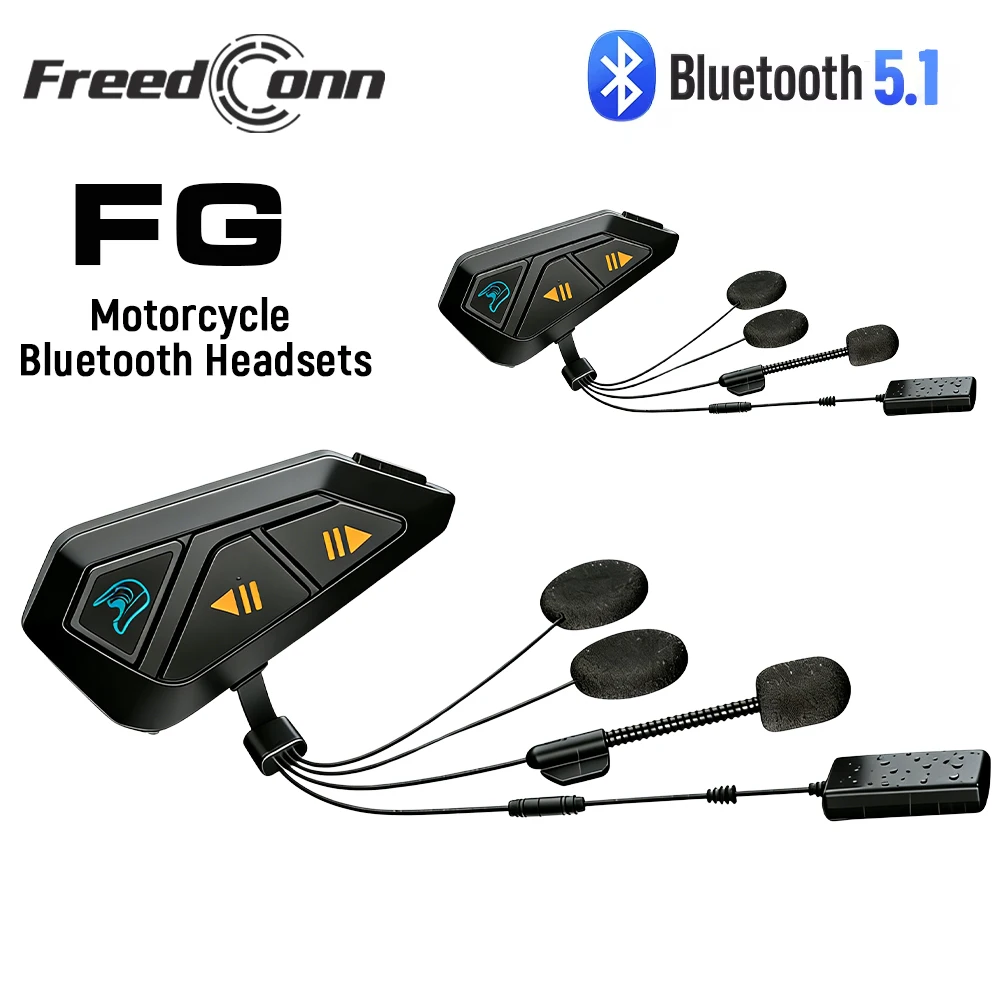 

Гарнитура FreedConn FG для мотоциклетных шлемов с Bluetooth, групповой интерком для до 12 райдеров, функция обмена музыкой, hands-free коммуникатор.