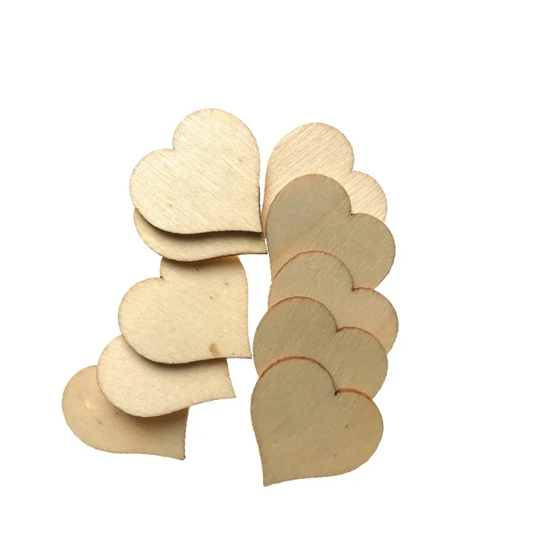 100pcs Wood Hearts for Crafts Unfinished Wooden Heart Cutouts Pieces for Wedding Guest Book,Valentine'Day Craft and Deccorations