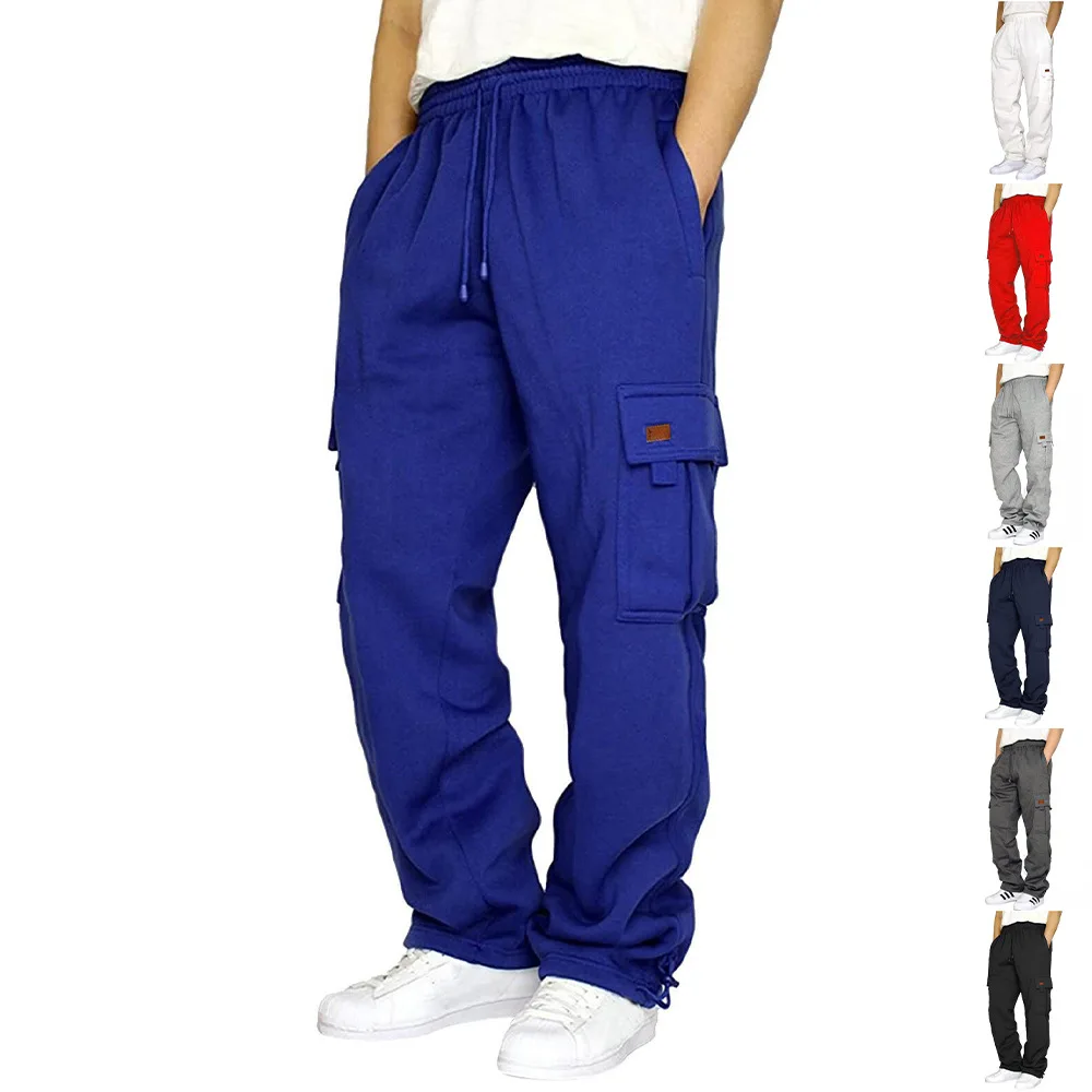 2026 American style high street multi pocket workwear pants for men's new trendy loose straight leg versatile casual long pants
