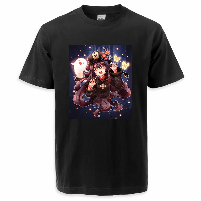 Genshin Impact Vidio Game Print Tshirts Summer Hutao Anime Girl Mens Tee Shirt Loose T Shirt For Men High Quality Camisetas