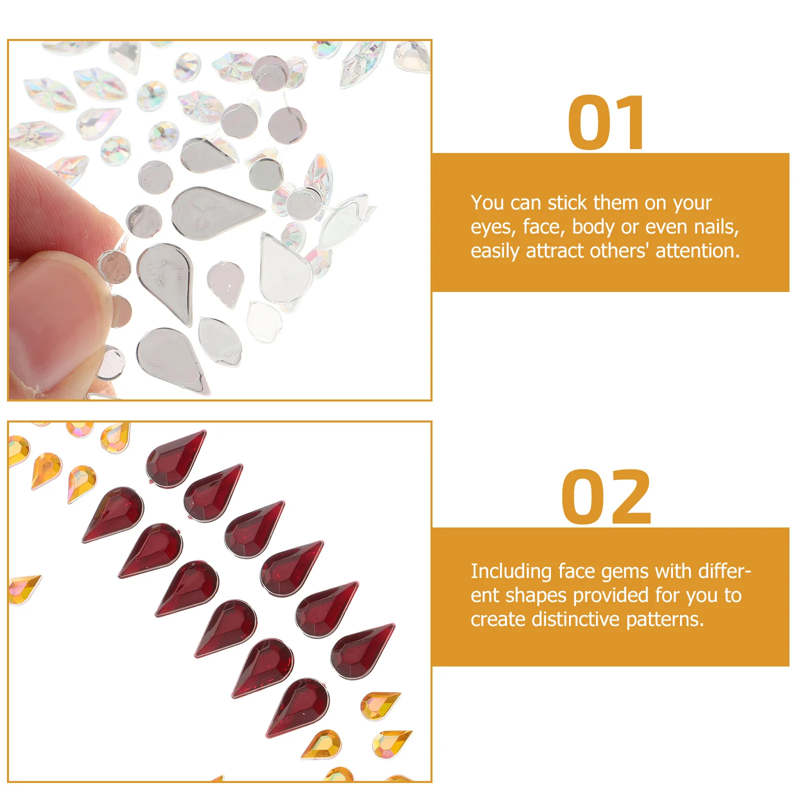 

5 Sets Drill Stickers Face Decorative Diamond Bride Rhinestones Halloween Mermaid Jewelry Resin Gems