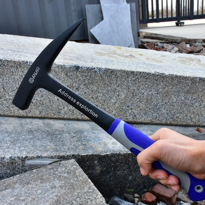 Professional Geological Hammer Quarrying Exploration Specific High-carbon Steel Metal Hammer Rubber Non-slip Handle Hand Tools