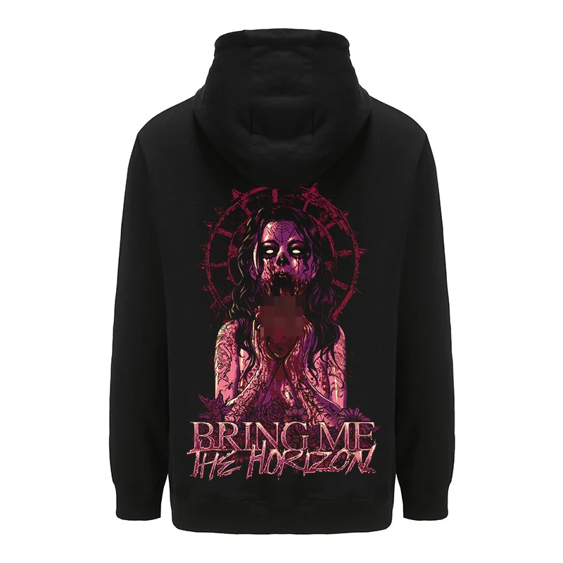 Metalcore-Sudadera con capucha BMTH para hombre, ropa de calle de Heavy Metal Harajuku, Hip Hop, con cremallera, Tops