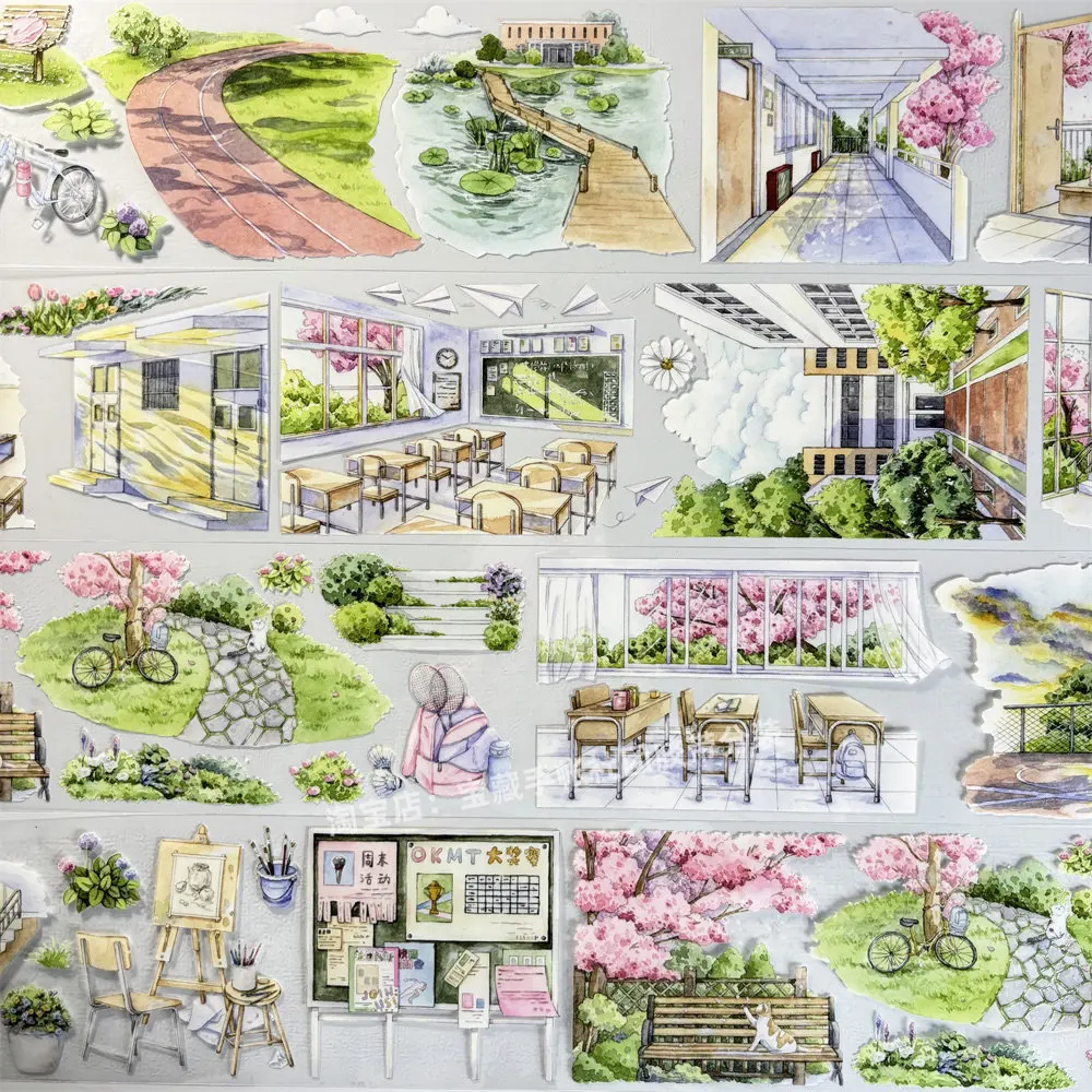Washi Pet Tape Journal Green Campus Youth Antique Scrapbook Collage Sticker Coo Card