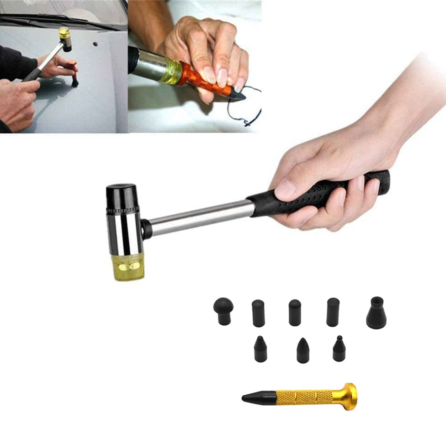 Car Body Paintless Dent Repair Tools Kits Knockdown Metal Tap Down Pen Dent Lifter Dent Fix Tools with 9