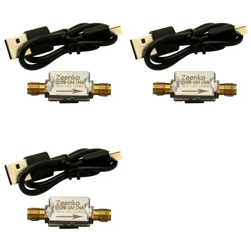 3X Zeenko UM Series: малошумящий усилитель с интерфейсом USB Type-C, высоким коэффициентом усиления 20 дБ, модуль LNA RF предусилителя мощности ZK09-UM