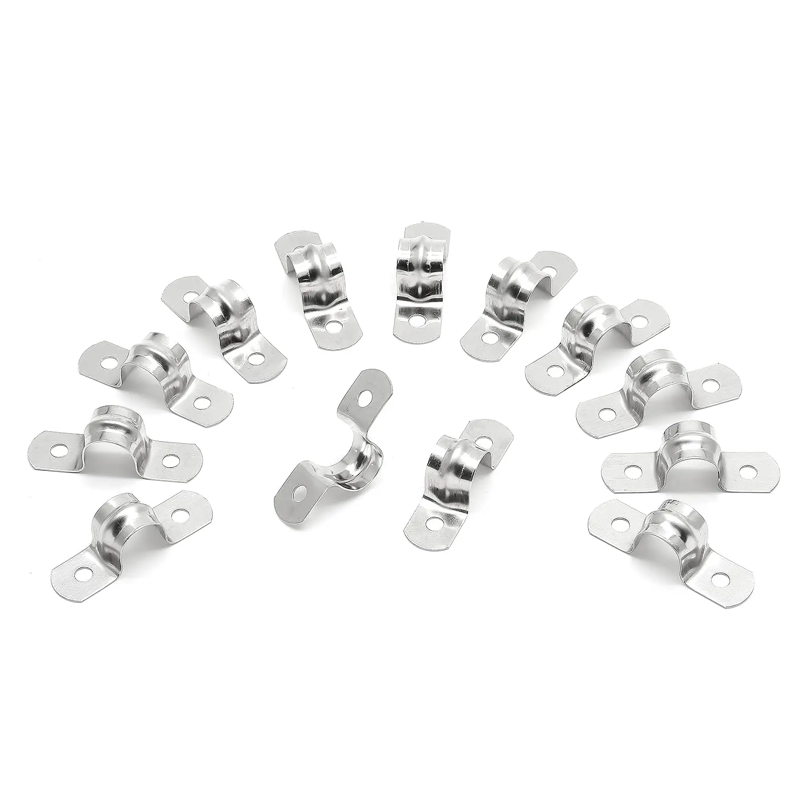 201 Stainlesssteel Conduit Clamps M5~m200 Two Hole Strap U Bracket Conduit Strap Tension Clips Water Pipe Plumbing Saddle Clamps