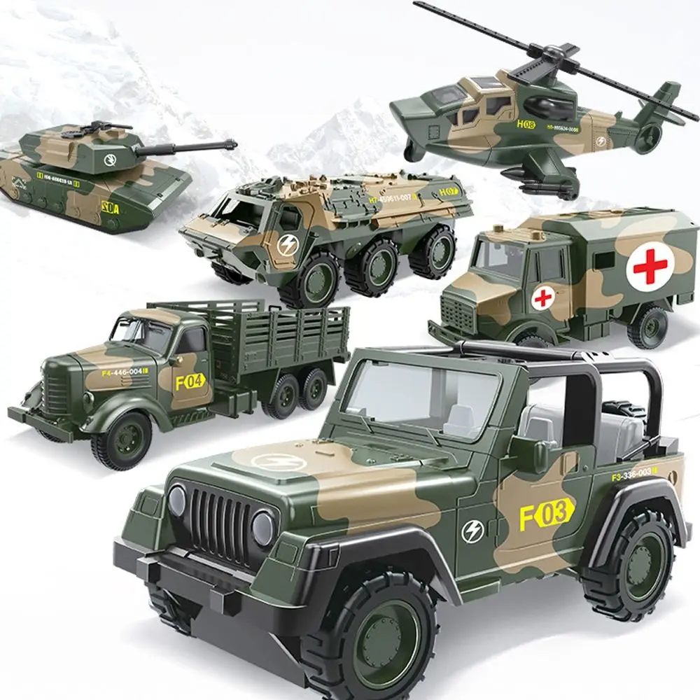 Ornamentos simulação tanque modelo carro helicóptero modelo brinquedo puxar para trás carros ambulância caminhão veículo blindado brinquedo decoração de casa