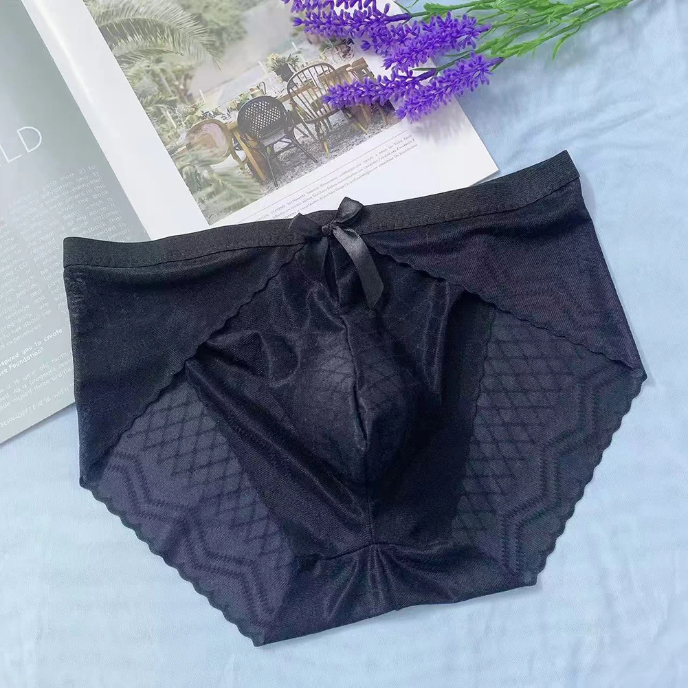 

Sexy Lingerie Mens See Through Underwear Breathable Seamless Panties Lace Briefs Gay Sissy Pouch Trunks Stretch Underpants