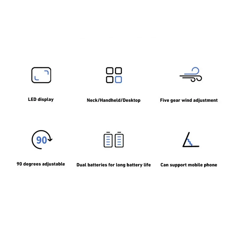Ручной мини-вентилятор 1800 мАч, складные портативные подвесные вентиляторы на шею, 5-скоростной USB-перезаряжаемый вентилятор с подставкой для телефона и экраном дисплея