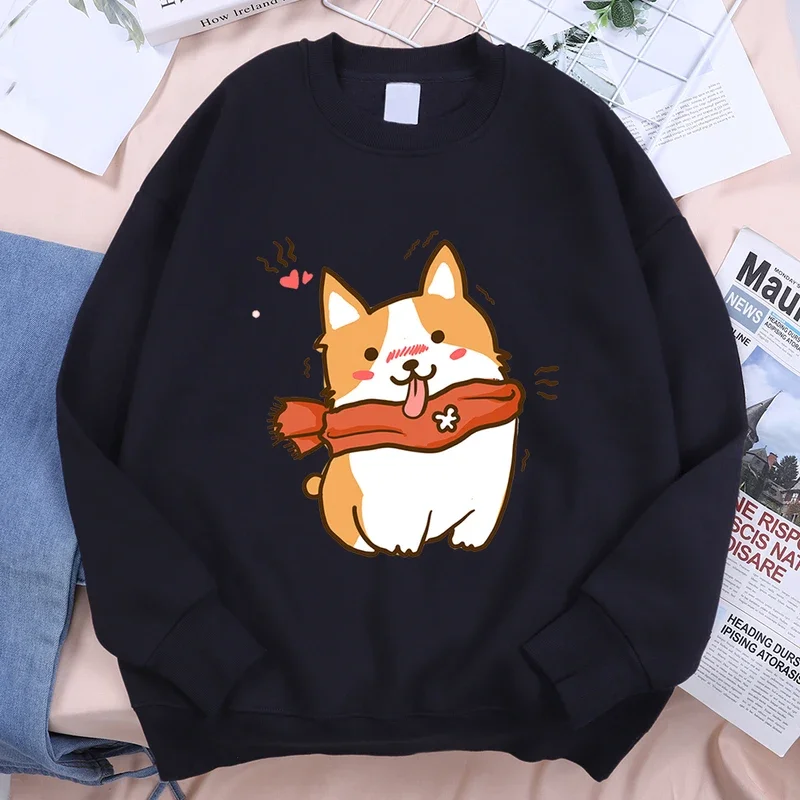 

Mischievous And Cute Scarf Dog Hoodie Men New Crewneck Sweatshirt Creativity Loose Clothing Autumn Pullover Women Hoodies