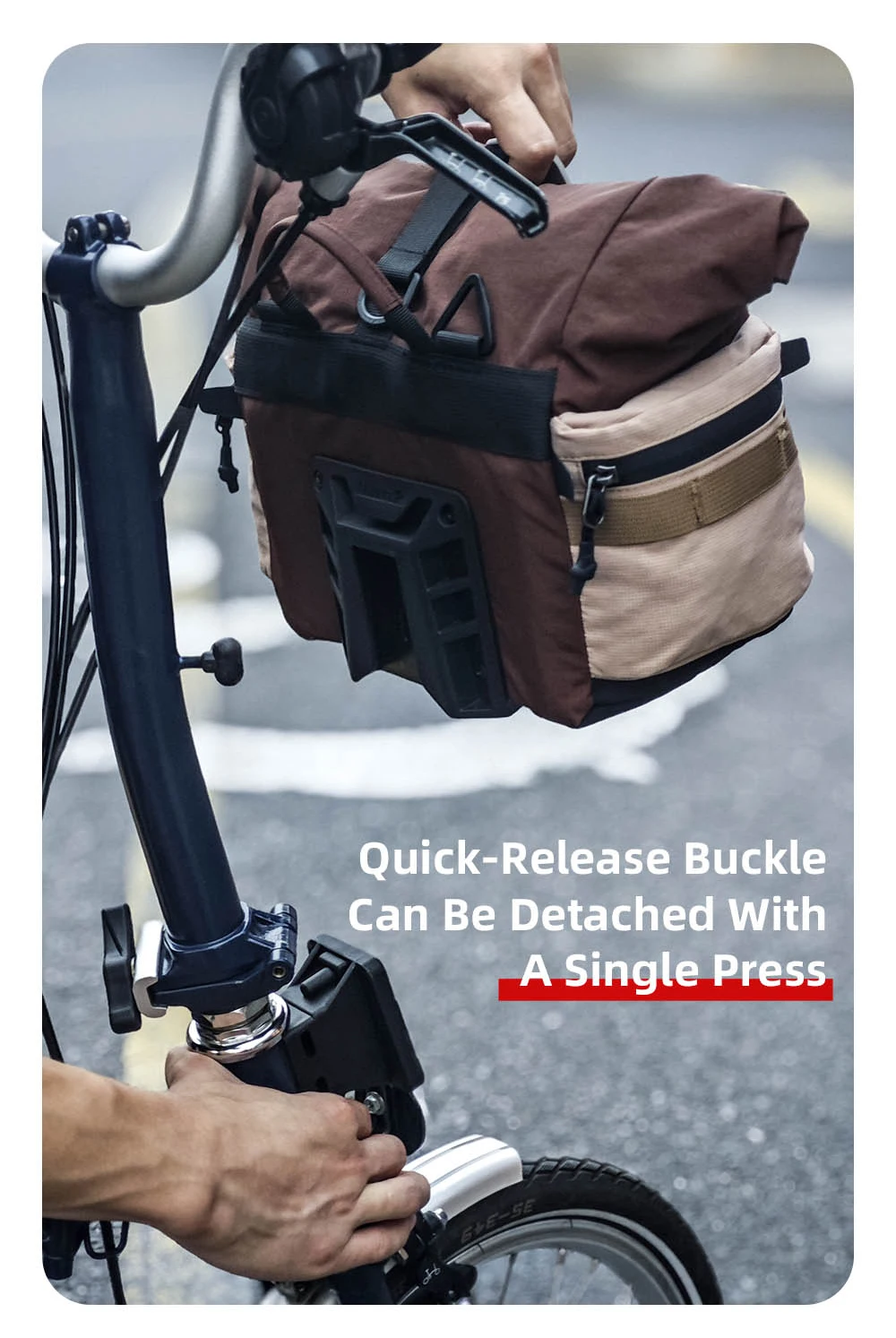 Rhinowalk Bicycle Handlebar Bag 6.5L Quick Release Bike Front Bag Comes With Rain Cover For Brompton Folding Bike Urban Cycling