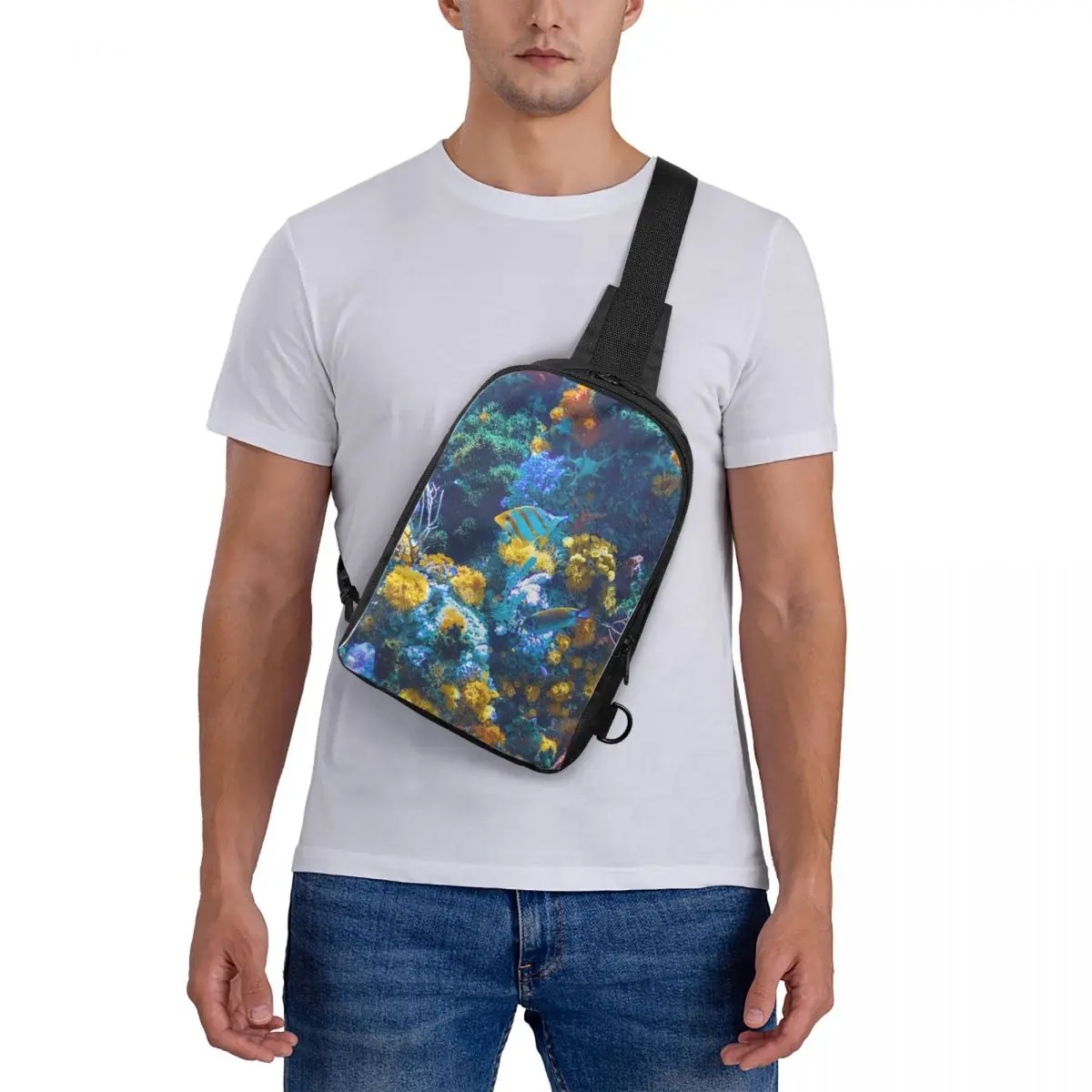 

Colorful Australian Coral Reef With Tropical Fish Chest Bag Crossbody Backpack Sling Shoulder Bag For Men Hiking Daypack