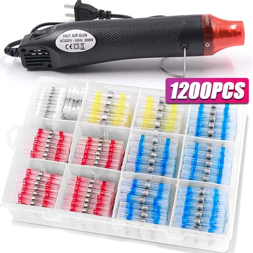 50/600/1200 Uds Cable a tope termorretráctil Kit de terminales de empalme terminales de engarzado impermeables sello de soldadura Cable marino eléctrico