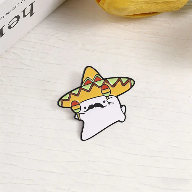 Mexikanische Fiesta Geister-Cartoon-Emaille-Anstecknadel – Niedlicher Festival-Geist mit Sombrero & Maracas Brosche für Rucksack, Jacke, Hut, Schmuck & Abzeichen – Detail 6