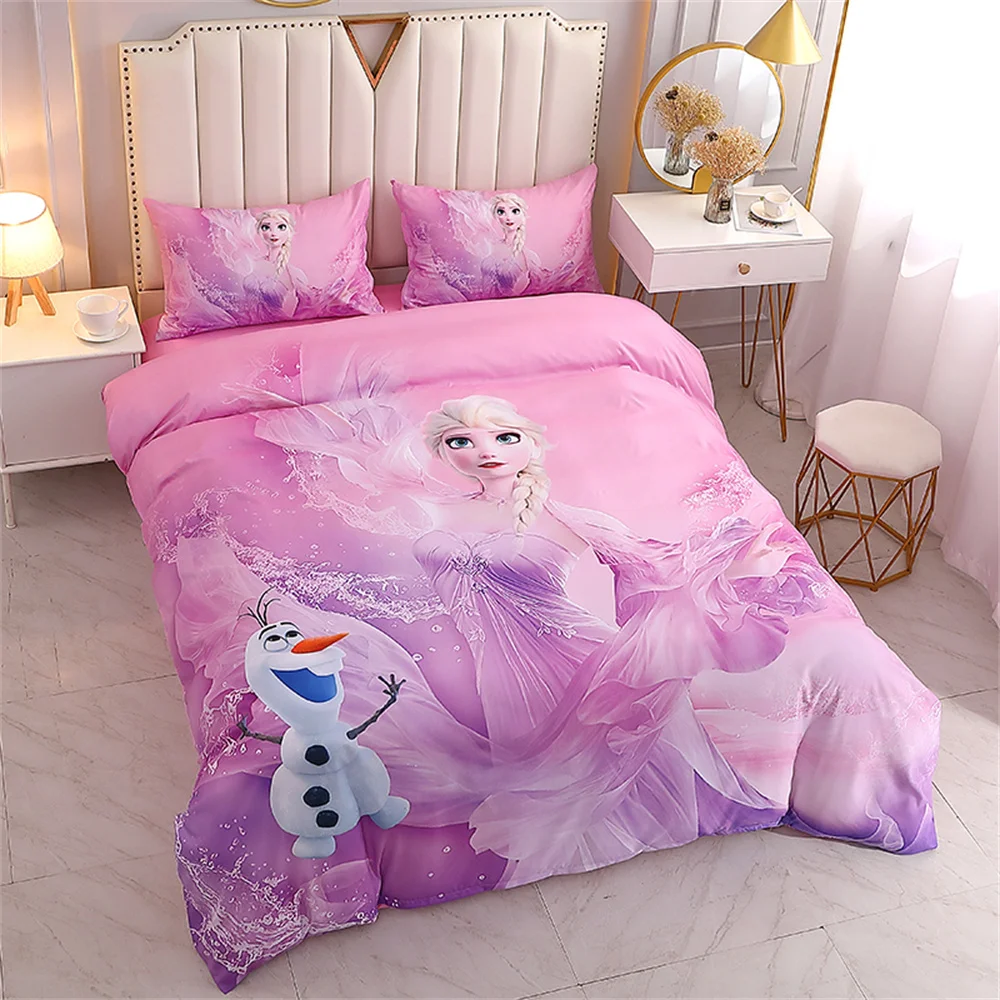 Set biancheria da letto Disney Frozen Elsa Princess Set copripiumino federa singola Twin Size per bambini neonate regali di compleanno