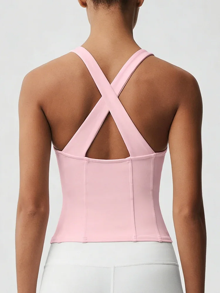 SEEKSUC Women's Yoga Bra Naked Shock-absorbing Gathering Anti Sagging Suspender Beautiful Back Gym Fitness Top Sportswear