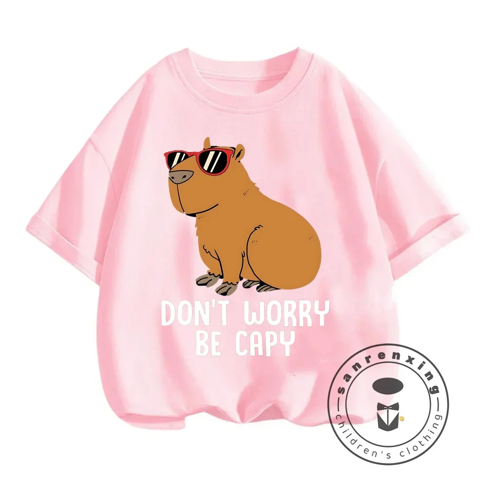 

Hot Sale Children Capybara Print Cartoon T-shirts Boys Girls Funny Capybara Baby Tops Kids Summer Short Sleeve T Shirt
