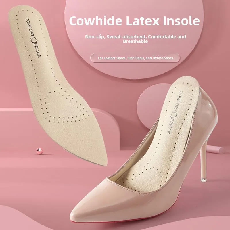 Ultra-Thin Cowhide Leather Insoles for High Heels And Flat Shoes Women's Special Footbeds Anti-Fall Full Cushion Adhesive