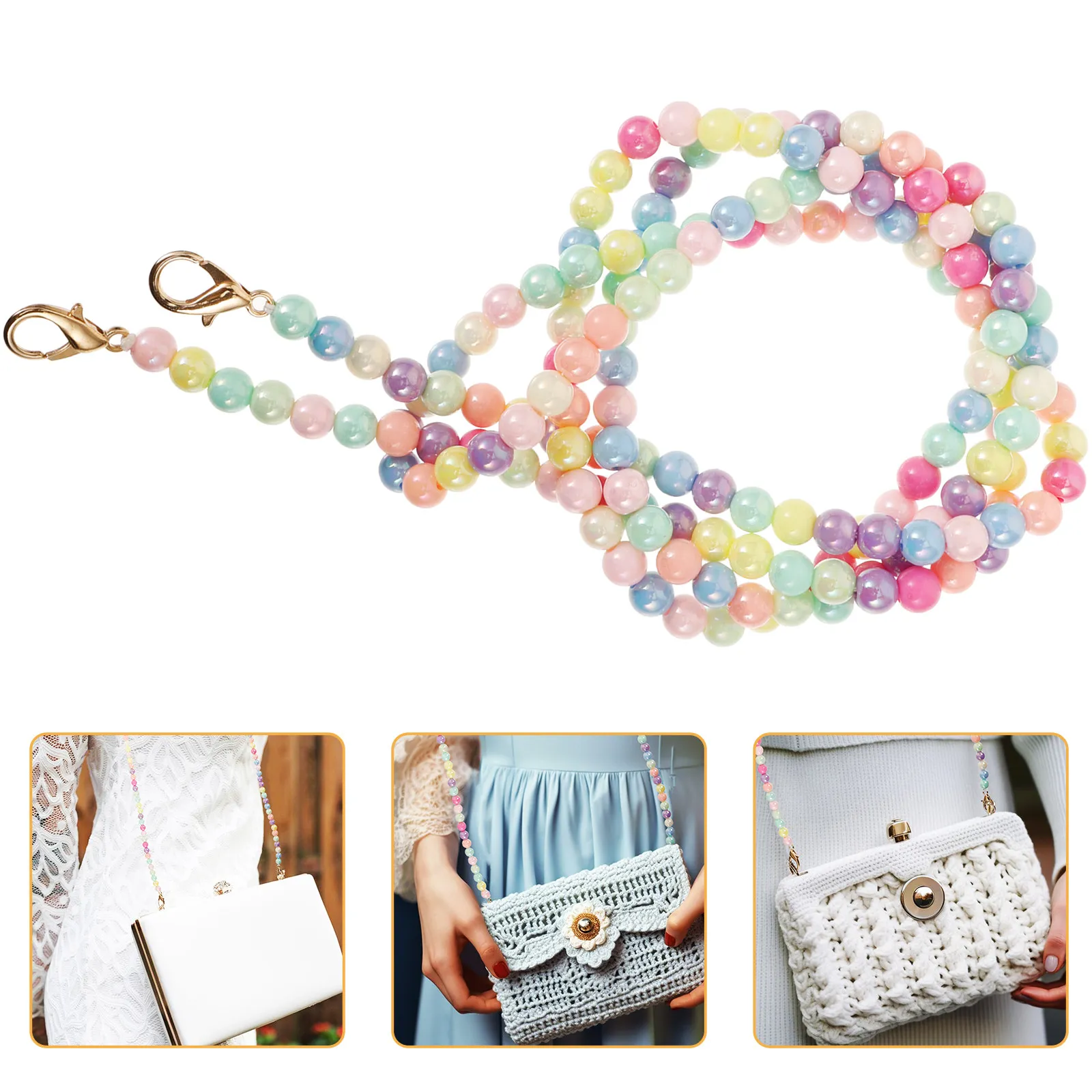 Detachable Plastic Bead Chain for All Handbags Purse Clutch Shoulder Bags DIY Replacement Strap Decorative Fashion Bag Accessory