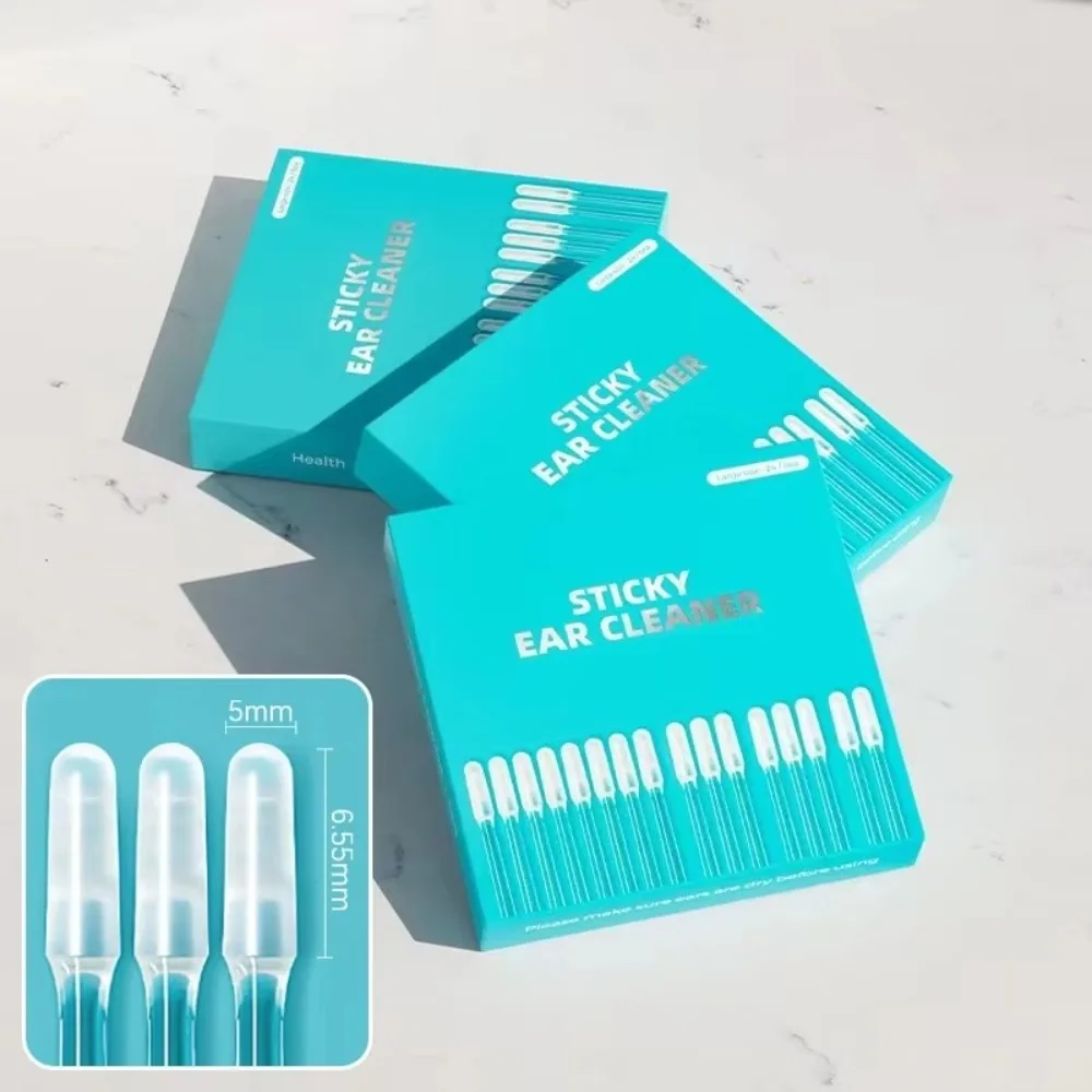 24 Teile/schachtel Kleine/Große Einweg Klebrige Ohr Tupfer Pick Wiederverwendbare Ohr Reiniger Silikon Ohr Wachs Entfernung Werkzeug Ohrenschmalz Entferner