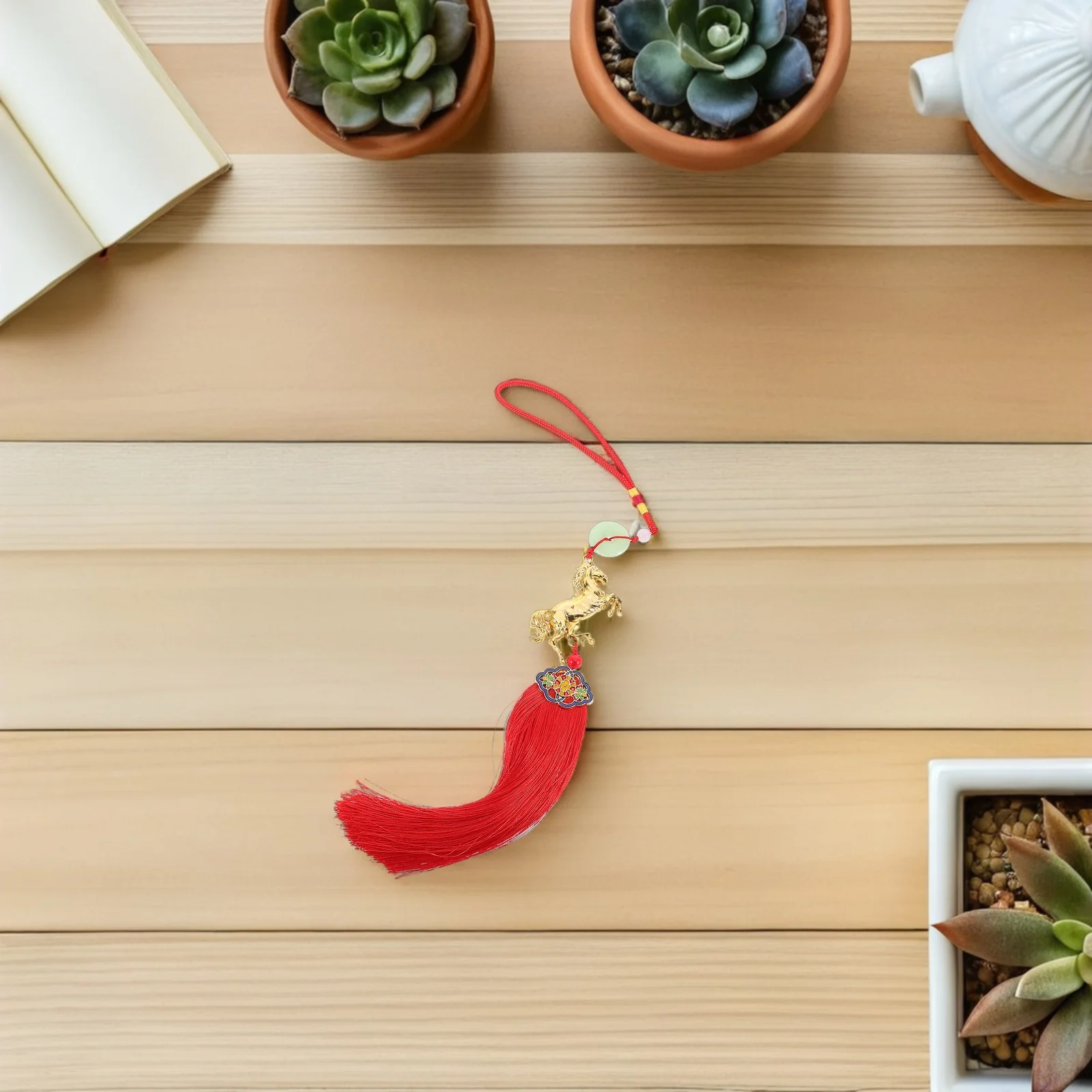 

2026 Chinese New Year Ornament Horse Year Feng Shui Pendant Chinese Knot Tassel Hanging Decoration Zodiac Horse Mascot For Car