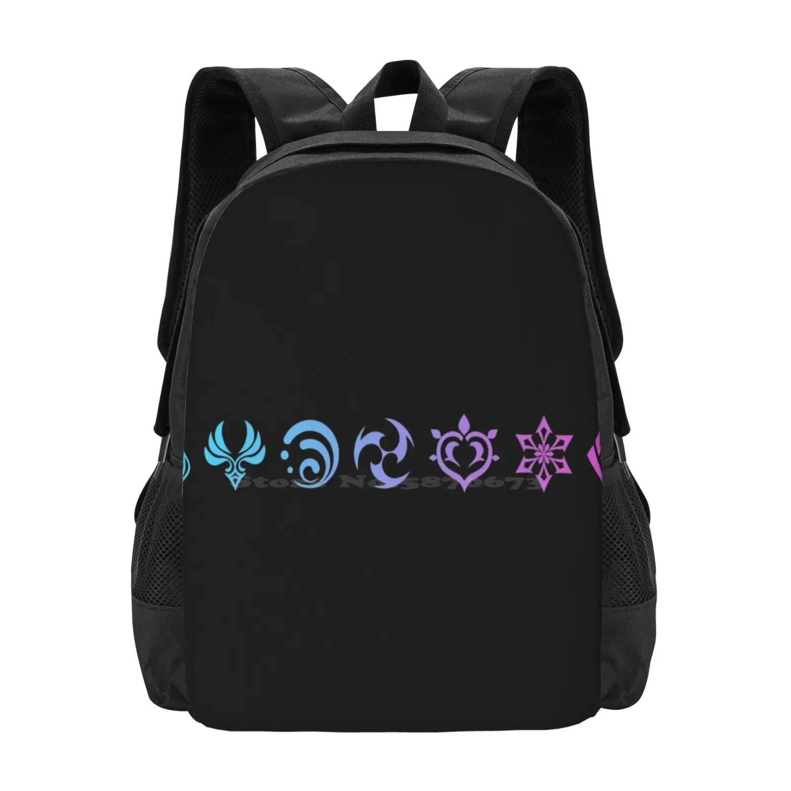 

Genshin Impact Elements Hot Sale Schoolbag Backpack Fashion Bags Genshin Impact Retro Genshin Impact World Map Combo Pyro Hydro