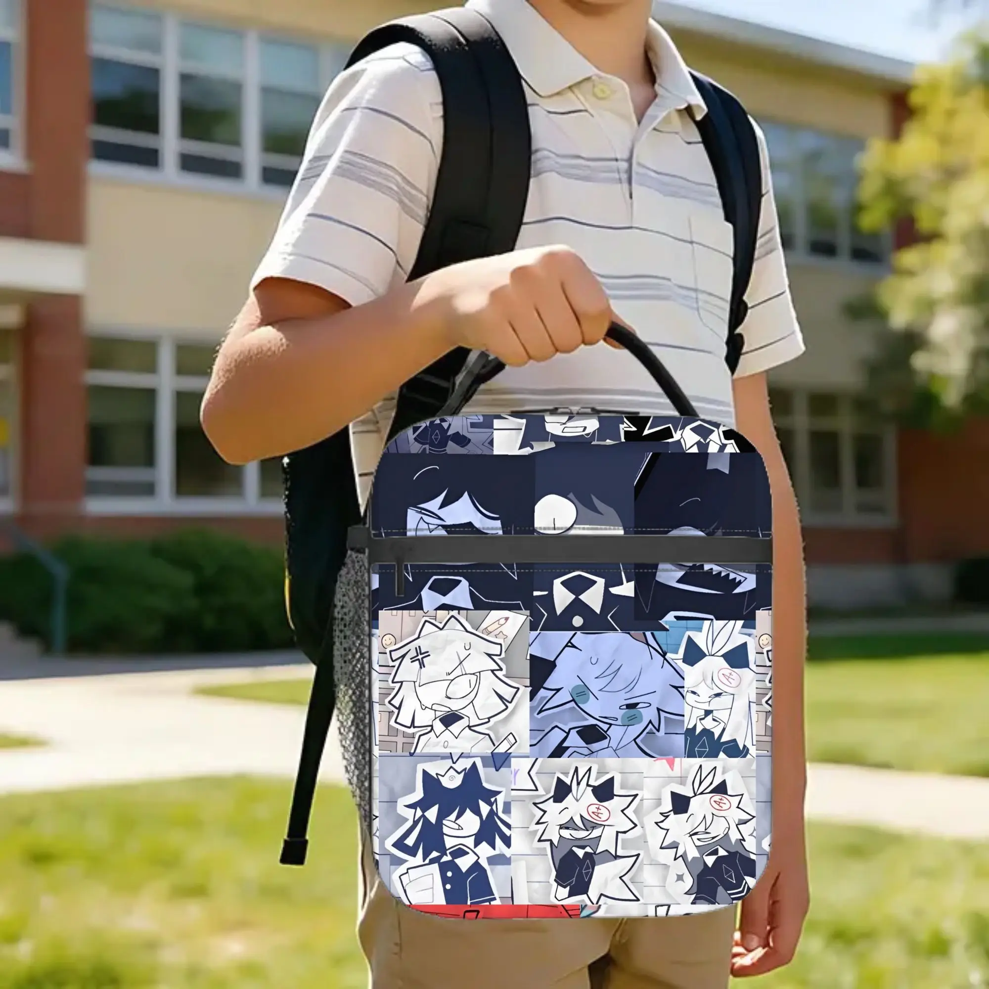 Miss Circle Anime Insulated Lunch Bags High Capacity Fundamental Paper Education Meal Container Thermal Bag Lunch Box Tote