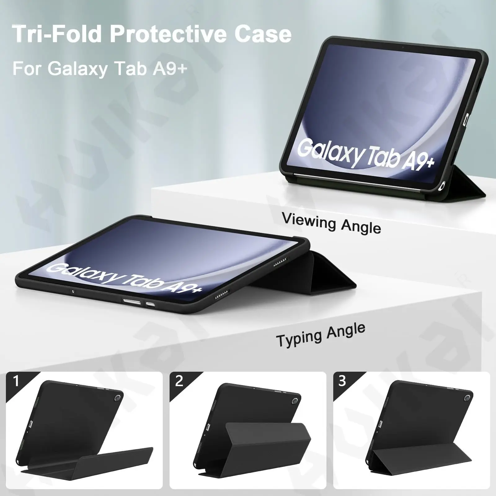 حافظة لهاتف سامسونج جالاكسي تاب A11 S11 S10 FE Plus رفيعة للغاية وشفافة خلفية ثلاثية الطي قلم لوحي شحن تلقائي للاستيقاظ/النوم #2