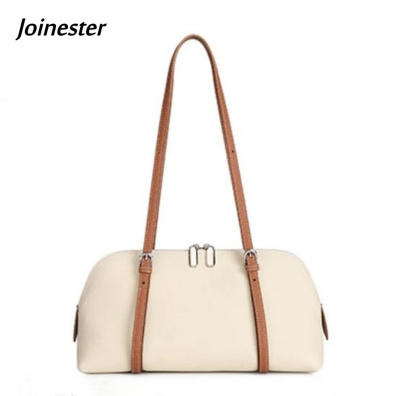 Genuine Leather Concise Style Versatile Shoulder Bag for Lady Fashionable Commuting Underarm Bags Pure Color Functional Handbag