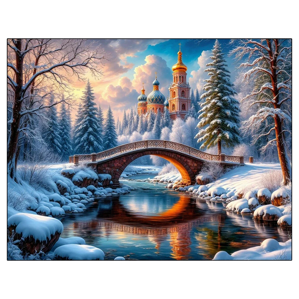 5D Diamond Painting New 2026 Winter Snow Mountain Full Rhine Stone Embroidery Mosaic Landscape Wall Decoration Gift