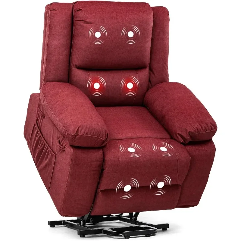 Power Up Lift Chairs Recliners for Elderly, Electric Recliner Chair with Massage and Heat,2 Side Pockets, Fabric