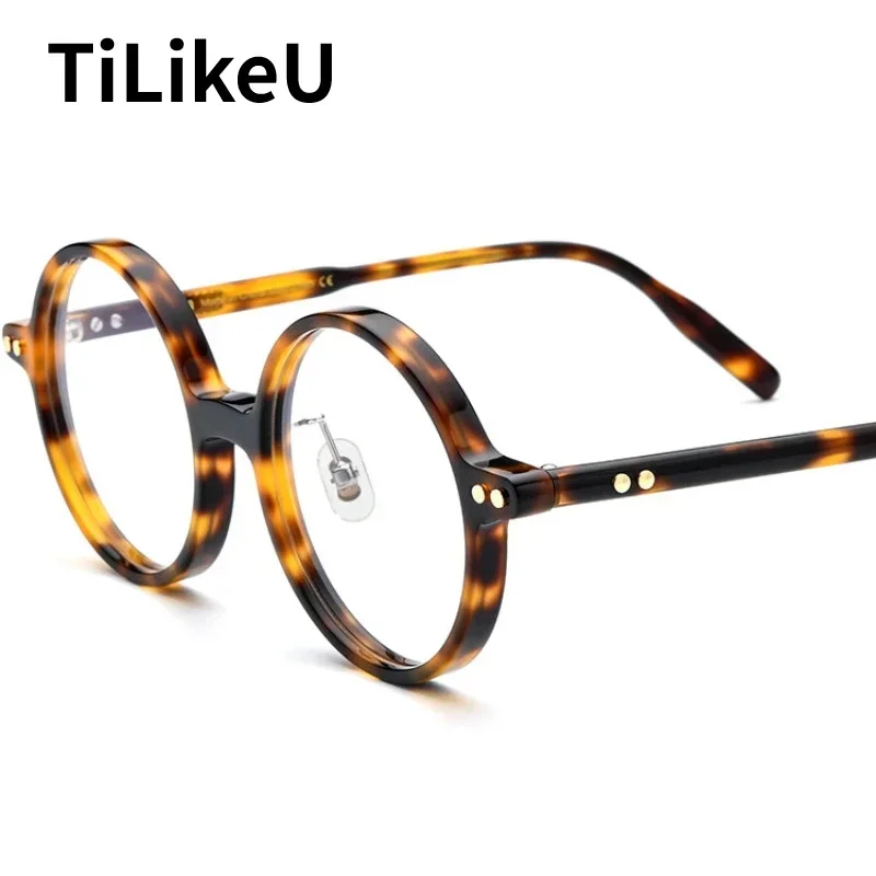 

2024 Korean Style Personality Round Acetate Eyeglasses Frames Retro Literary Small Face Wear Optical Glasses Frame Men and Women