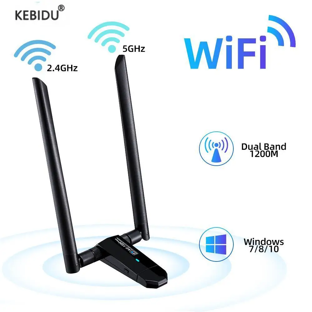 

1200Mbps Wifi Adapter 2.4GHz 5GHz Dual Band USB Wireless Wi-fi Dongle Network Card USB 3.0 8812CU Chipset For PC Laptop Win 10