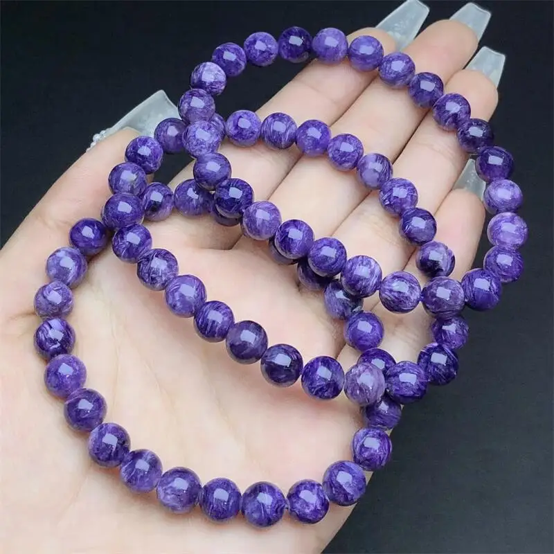 8MM Natural Charoite Bracelet Women Men Handmade Stretch Rope Bracelet Luxury Jewelry Energy Healing Gift 1PCS