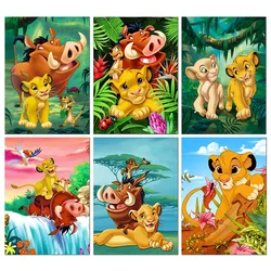 Disney-pintura de diamante de dibujos animados del Rey León, mosaico bordado de animales, decoración creativa del hogar para niños, 2023