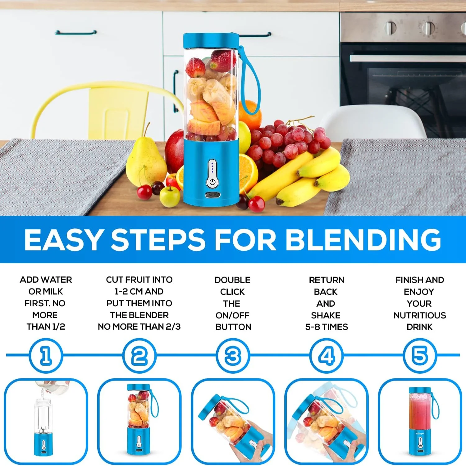 Portable 530ml Smoothie Blender with Battery 5