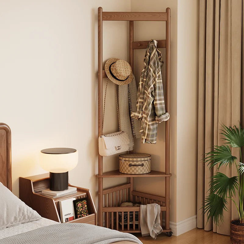 

Угловая вешалка для одежды из массива дерева, корзина для грязной одежды, от пола до потолка, вешалка для одежды в спальне, домашний уголок