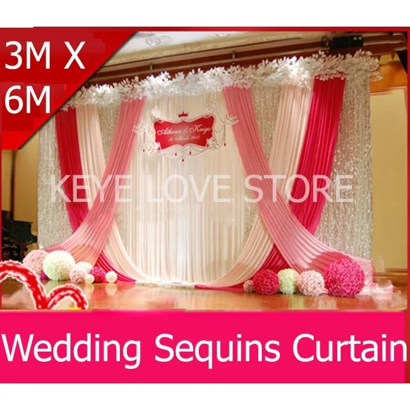 

3X6M,Luxury White Backdrop Curtains for Parties,With Sequins,Ice Silk Drapes,for Wedding Birthday Party Photography Background