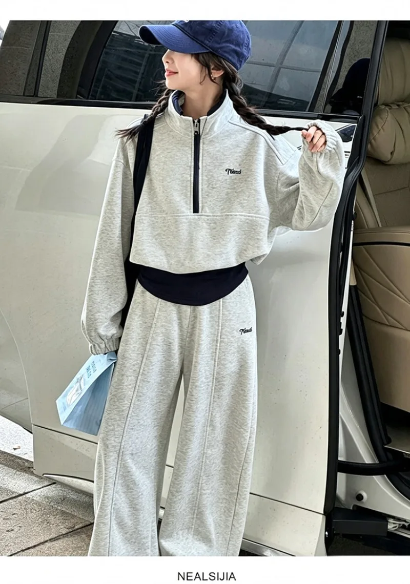 UNITIM Teenager-Mädchen-Zweiteiler-Set, Herbst, Kinder-Mädchen-Stehkragen-Sweatshirt, Trainingsanzug, lockere Sporthose für Kinder, Mädchen – Detail 23