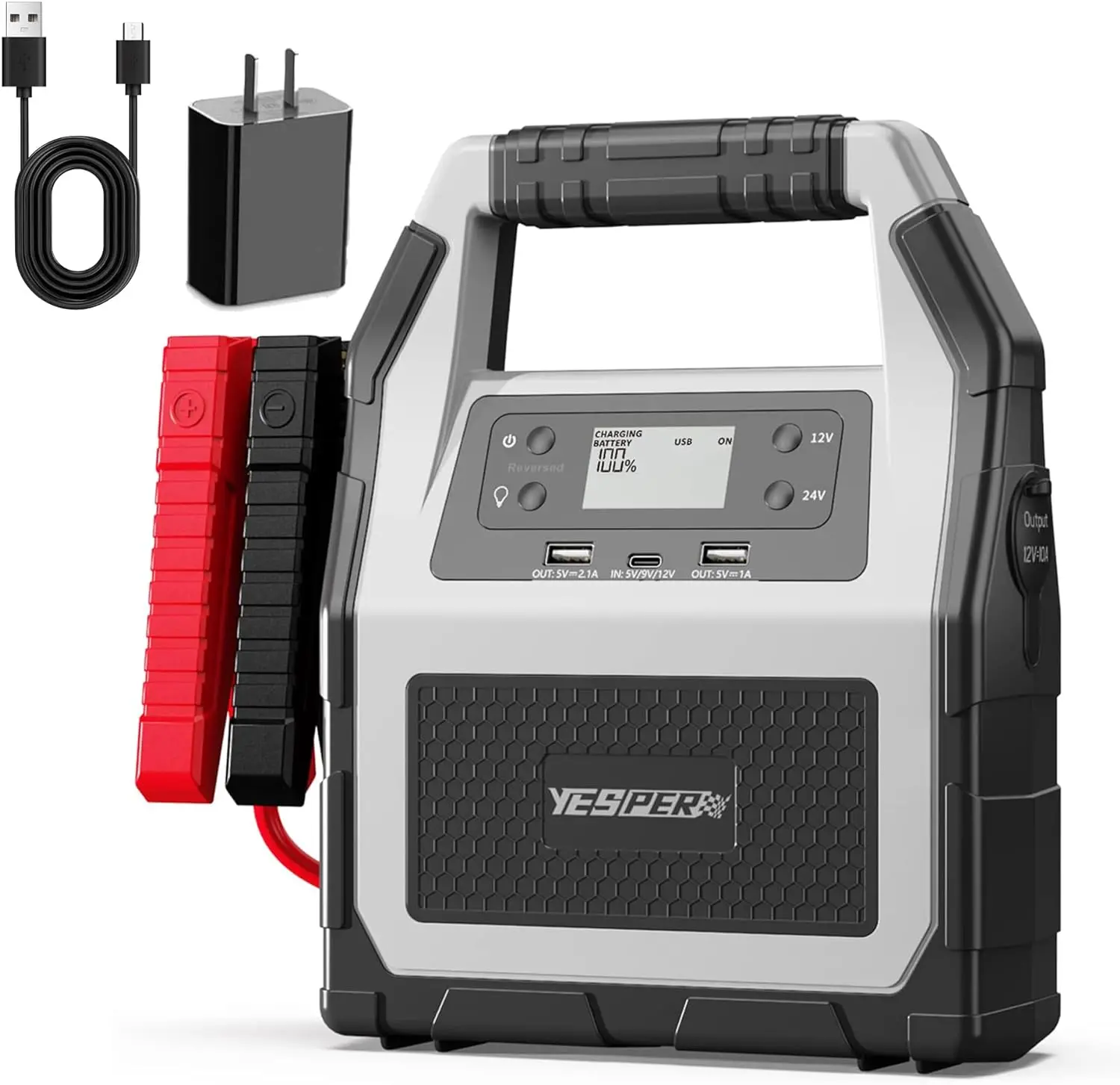 

YESPER 12V/24V Car Jump Starter, 6000A Peak 4.1 lbs Portable Jump Starter Battery Pack 42000mAh Battery Booster Pack